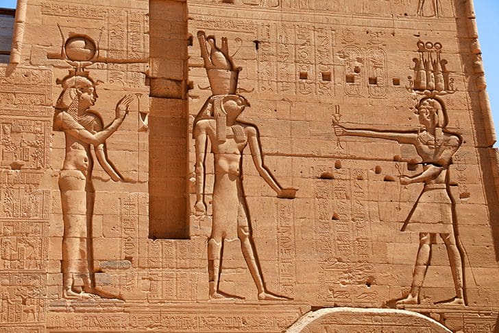 Ancient Egyptian temple relief representing the setting of Joseph of Egypt in Genesis 37-41