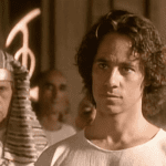 Joseph standing before Pharaoh in Egypt interpreting dreams in Genesis story of Joseph