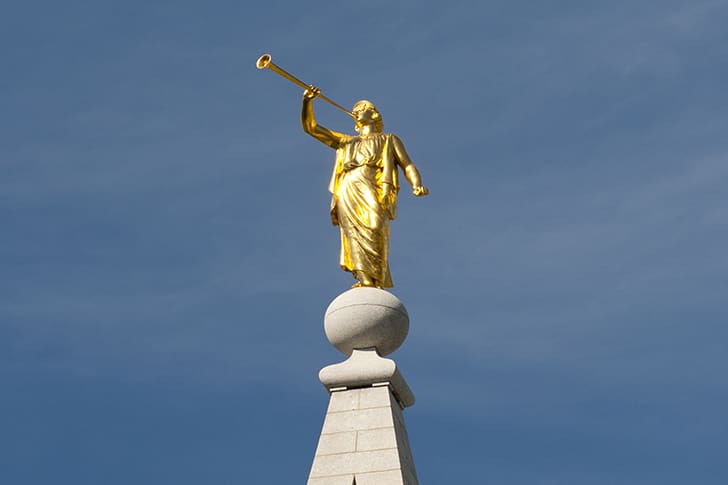 The angel Moroni statue atop the Salt Lake Temple, created by sculptor Cyrus Dallin, is one of the most iconic symbols of The Church of Jesus Christ of Latter-day Saints.