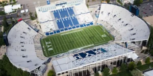 Aerial view of LaVell Edwards Stadium before BYU vs. Kansas State football game.