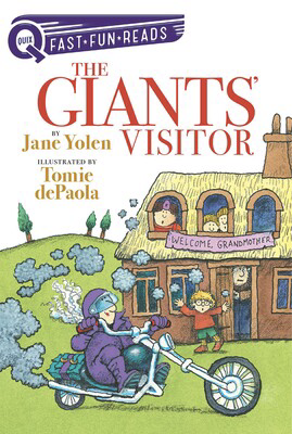 Cover of "The Giants' Visitor" by Jane Yolen, illustrated by Tomie dePaola, part of the Quix Fast Fun Reads series, designed for early readers.