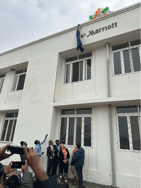 The Marriott Foundation-supported school building under construction will house classrooms, computer labs, and libraries for Bihar campus students.