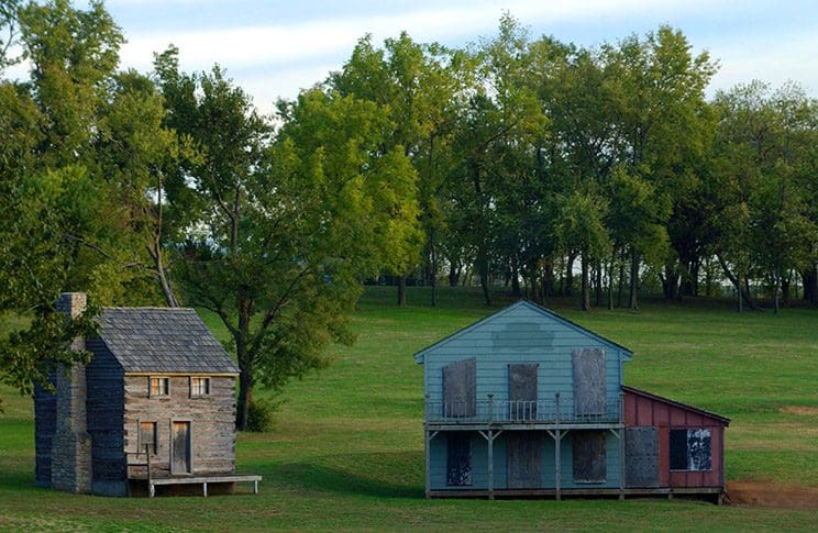 Restored pioneer homes in Independence, Missouri, symbolizing early Saints’ efforts to build Zion as described in Doctrine and Covenants 58–59.