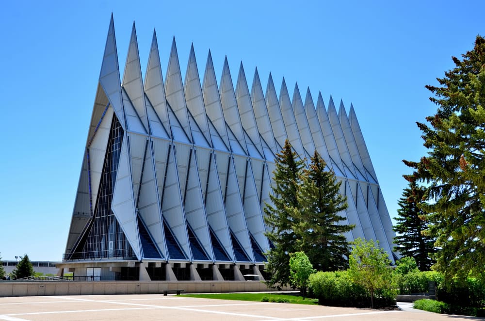 U.S. Air Force Academy Cadet Chapel in Colorado Springs, symbolizing faith and military service in the story of Ted Parsons