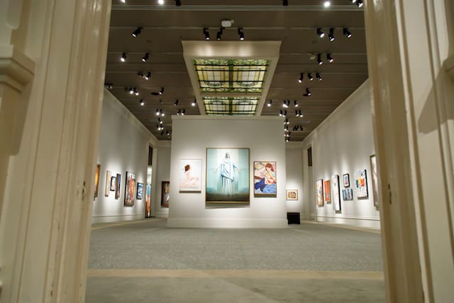 The Church History Museum exhibit hall in Salt Lake City showcases the 13th International Art Competition, with more than 150 global works inspired by Doctrine and Covenants 81:5. The space invites viewers into a visual testimony of discipleship, creativity, and Christ-centered service.