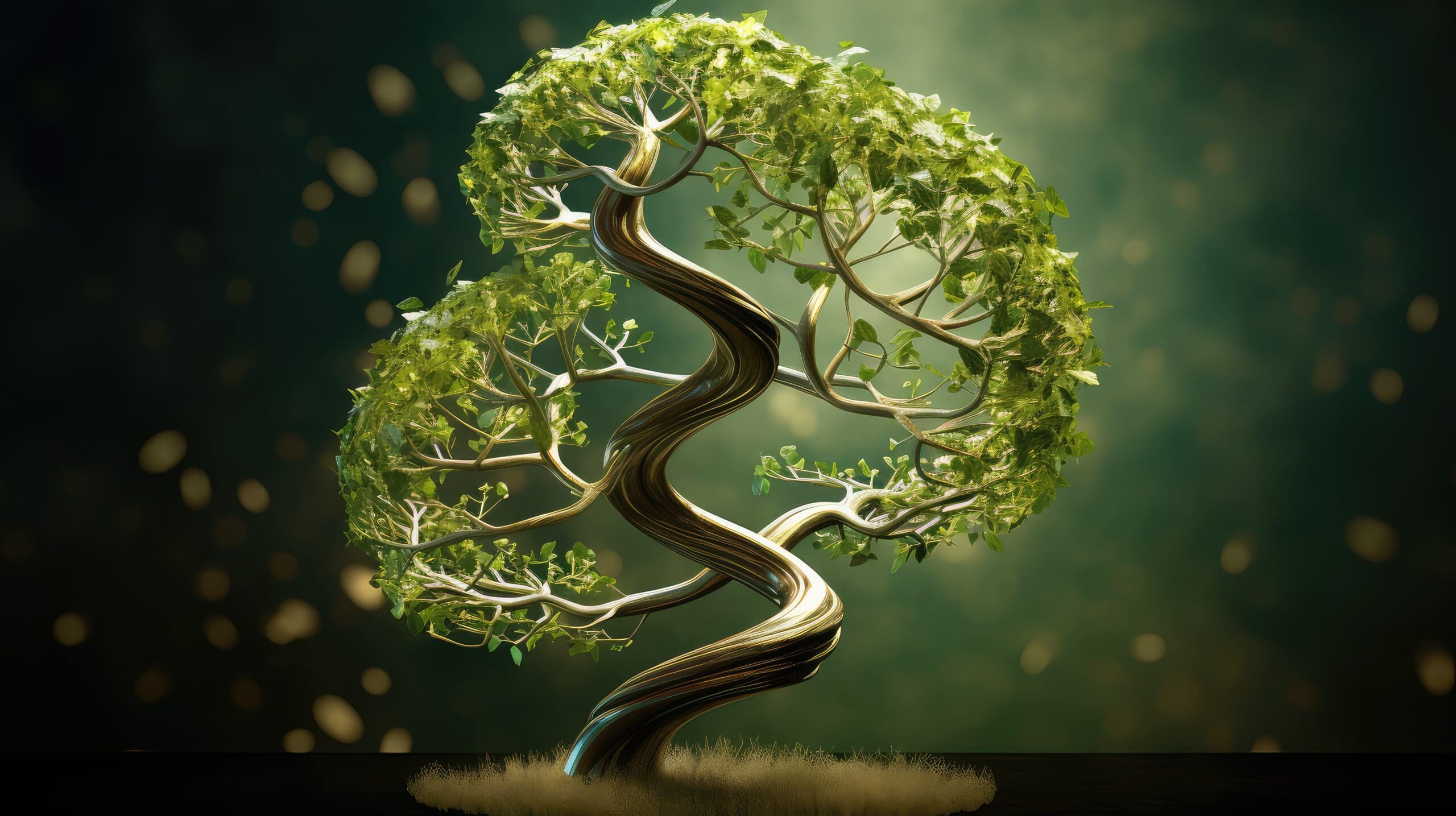 Symbolic double-helix family tree representing genetic genealogy and DNA testing to uncover family history and adoption connections.