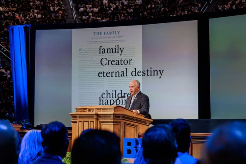 Elder Rasband speaks at BYU devotional on the Family Proclamation, teaching about family, Creator, eternal destiny, children, and happiness.