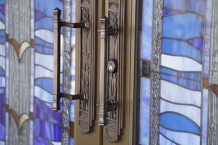 Ornate temple doors with stained glass detail, reflecting the house of the Lord as a place of learning, covenants, and spiritual power taught by President Nelson.