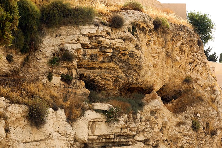 Rocky cliff at Golgotha, the site of Christ’s crucifixion, where His infinite Atonement and sacrifice blessed all mankind.
