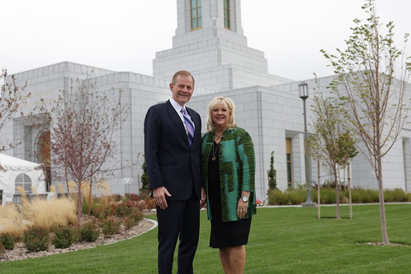 Elder Gary E. Stevenson and wife at Elko Nevada Temple Dedication.