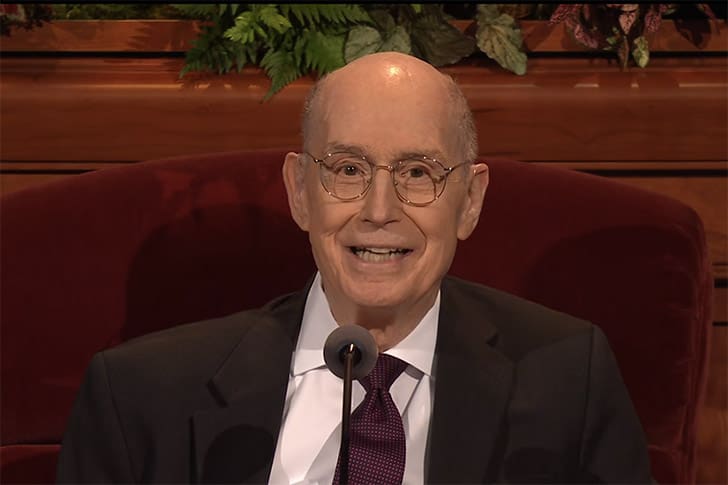 Elder Henry B. Eyring speaks at General Conference October 2025, teaching about faith, endurance, and how the Lord refines and strengthens His people through moments of proving.