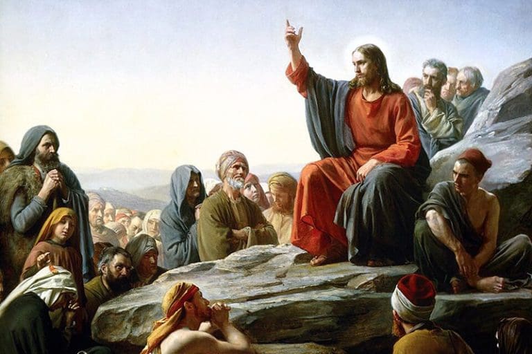 Jesus Christ teaching the Sermon on the Mount from the Joseph Smith Translation, emphasizing righteous judgment and discipleship in Latter-day Saint faith.