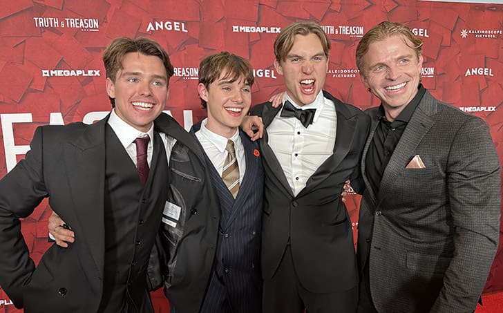 Cast members of Truth or Treason Angel Studios movie celebrate at the film’s premiere, marking the release of this powerful story of youth, faith, and moral courage
