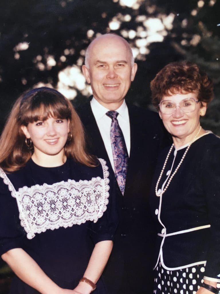 A younger President Dallin H. Oaks with his wife and daughter Jenny, reflecting the early years of his gospel-centered parenting.