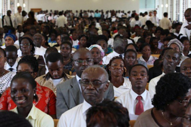 African Latter-day Saint congregation illustrating the globalization of the Church of Jesus Christ of Latter-day Saints and growing membership in Africa