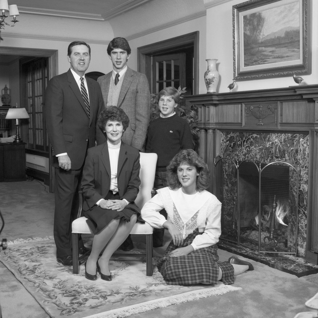 A family portrait of President Jeffrey R. Holland with Patricia Holland and their children, reflecting his deep commitment to family and faith.