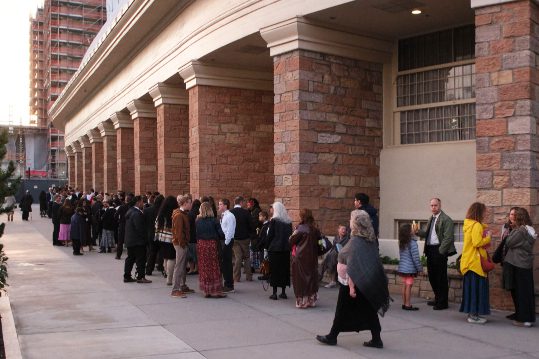 Public gathers at Temple Square for the funeral services of Jeffrey R. Holland in the Tabernacle