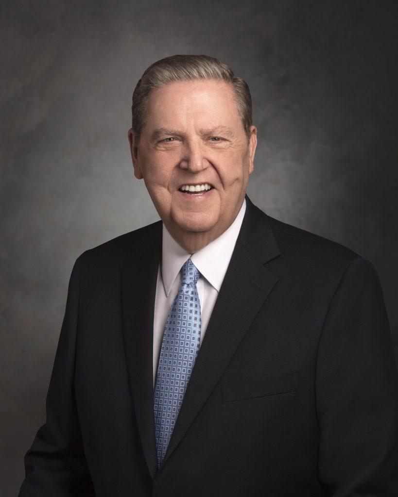 Formal portrait of President Jeffrey R. Holland, longtime Apostle and President of the Quorum of the Twelve Apostles, remembered for his eloquence, humor, compassion, and powerful witness of Jesus Christ.
