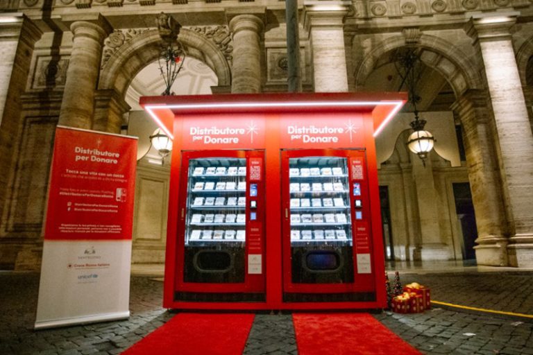 Giving Machine kiosks in Rome’s Piazza della Repubblica during the Light the World initiative of The Church of Jesus Christ of Latter-day Saints