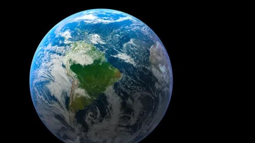 The earth from space representing the Creation story in Genesis and how God organized the earth through divine order and purpose.
