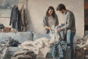 Couple working together at home, showing commitment in marriage and a family-first mindset that supports marital stability and lasting relationships
