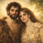 Adam and Eve wearing the Coat of Skins, representing the first endowment, temple symbolism, and God’s mercy following the Fall