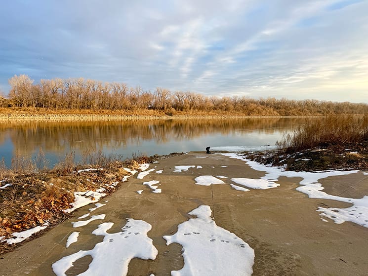 A frozen river landing evokes the peril faced by early Saints as filmmakers document Church history locations for the Joseph Smith documentaries.