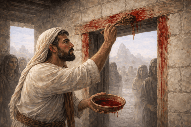 Exodus 12 blood on doorposts Hebrew letter het meaning Passover Lamb Jesus Christ Easter symbolism