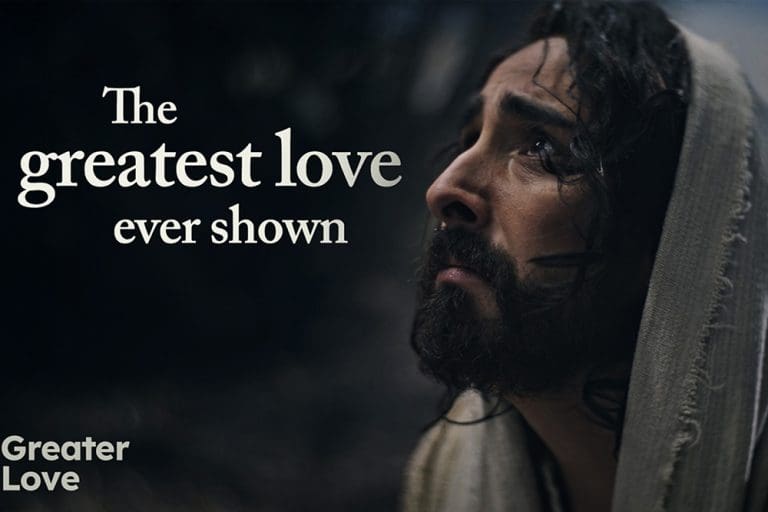 Jesus Christ image from Greater Love Easter initiative reflecting the Atonement and Resurrection during Holy Week and Easter