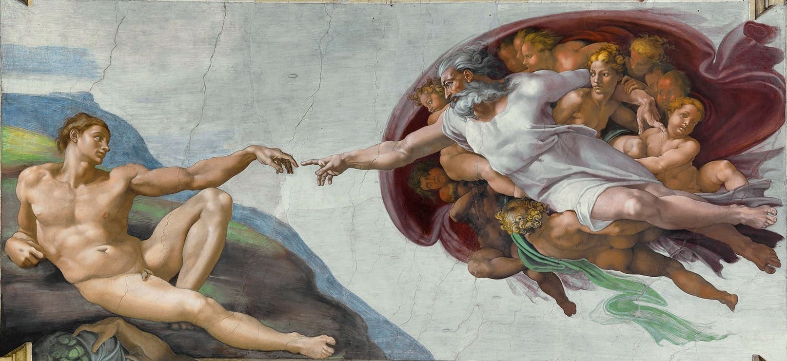 Michelangelo’s famous fresco The Creation of Adam from the Sistine Chapel ceiling in Vatican City, depicting God reaching out to give life to Adam—an artistic masterpiece referenced in the article as a symbol of sacrifice, devotion, and the price paid for something of eternal value, paralleling the Atonement of Jesus Christ.