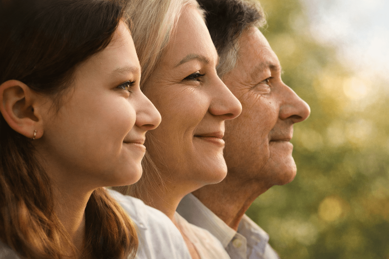 Three generations of women representing posterity, family history, and genealogy across generations