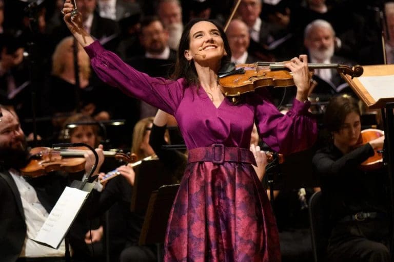 Jenny Oaks Baker performing violin at The Redeemer concert Easter sacred music Jesus Christ