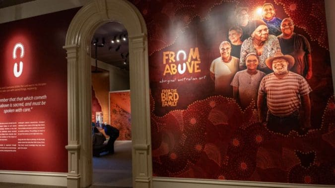 Church History Museum exhibit featuring Aboriginal artwork expressing faith in Jesus Christ and cultural heritage.