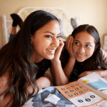 children using General Conference activities for children including notebook bingo and coloring pages during LDS General Conference