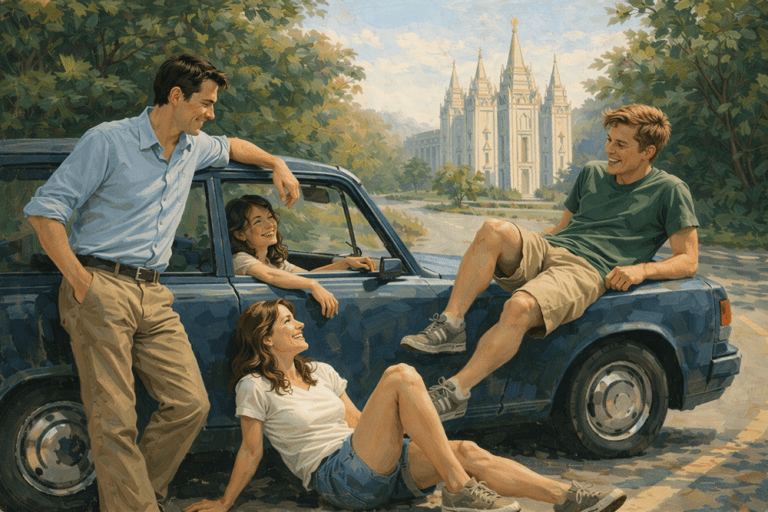 young adults near temple parked on covenant path returning members new members repentance President Nelson