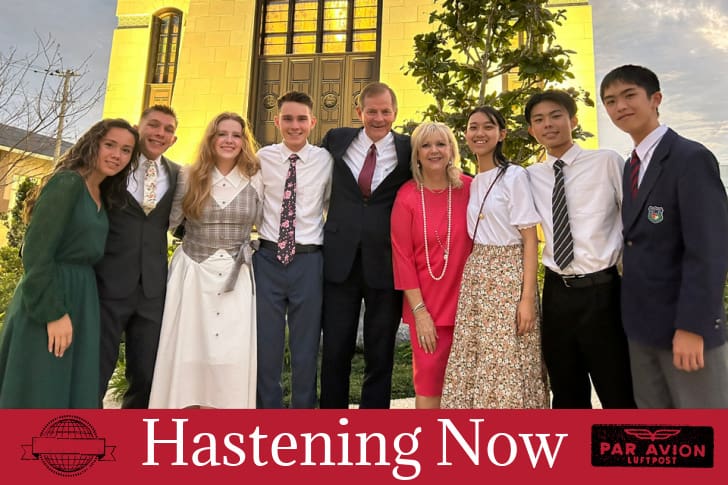 Latter-day Saints youth and leaders outside temple representing Church Report and Church news update growth worldwide