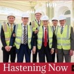 Dallin H. Oaks and First Presidency leaders touring the Salt Lake Temple renovation in a Church Report update about Temples Rising.