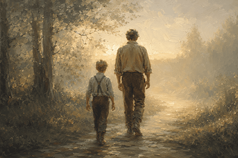Father and child walking together symbolizing Holy Ghost guidance and personal revelation