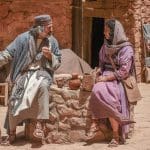 Bartholomew speaks with Eliza in the marketplace in The Parables Project Ten Virgins film, inviting her to fulfill a divine calling and prepare for the Bridegroom.