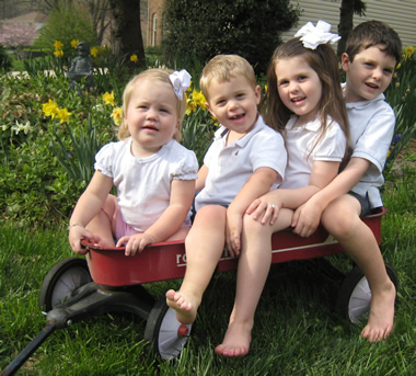 Grandkids and Daffodils