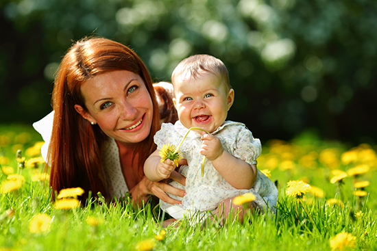 happy mother and daughter